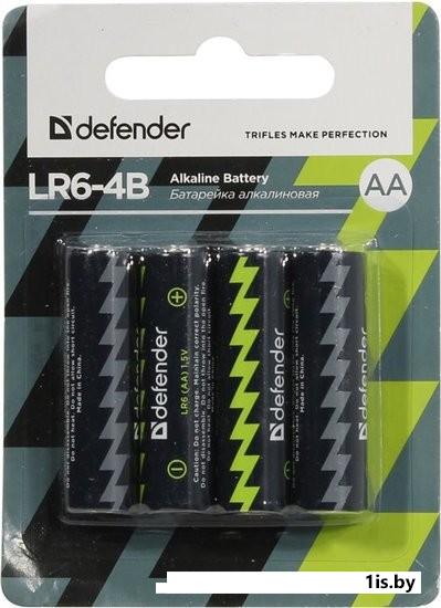 Набор батареек (AAx4шт.) - Defender [LR6-4B], Alkaline, блистер