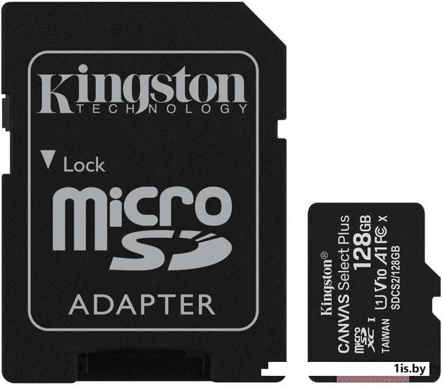 Карта памяти microSDXC 128Gb "Kingston" [SDCS2/128GB] Class 10 UHS-I UI + SD Adapter