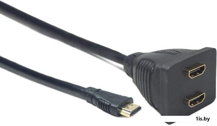 Кабель-разветвитель HDMI-AM- HDMI-AF X2 - 20 cm "Gembird" [DSP-2PH4-002] v.1.4  Black 